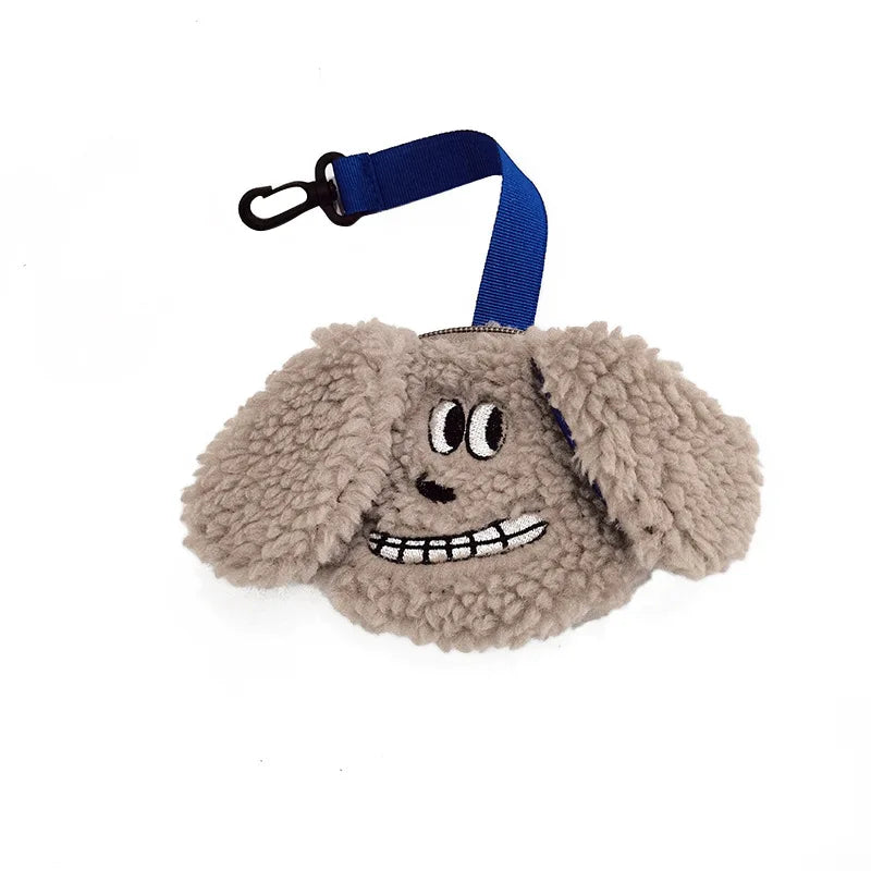 Waste Bag Dispenser, cute treat pouch, poop bag holder, fluffy dog poop bag carrier, khaki